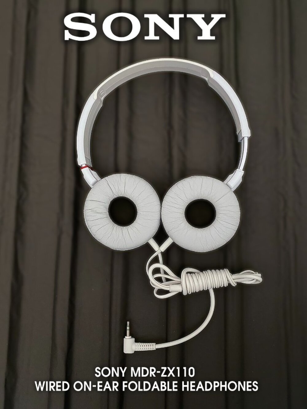 Sony MDR-ZX110 White Wired On-Ear Foldable Headphones